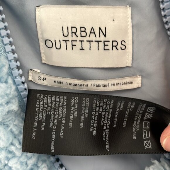 Urban Outfitters Shearling Fleece Full Zip Pockets Blue Size Small S - Picture 13 of 15